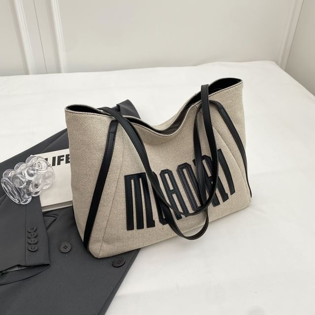 Lettering Applique Tote Bag