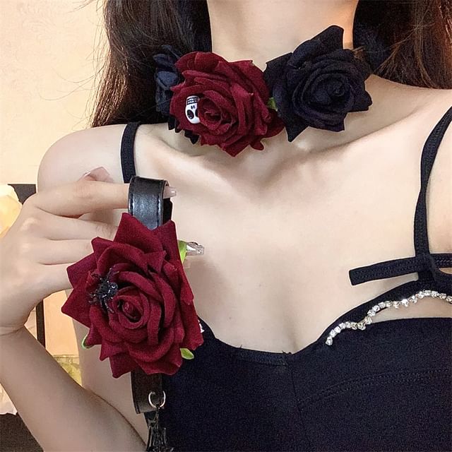 Halloween Rose Fabric Choker (Various Designs)