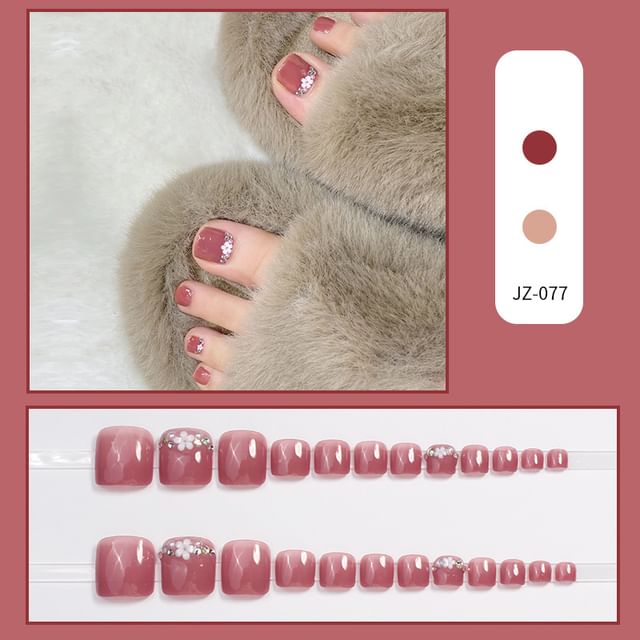 Sequined Faux Toe Press On Nail