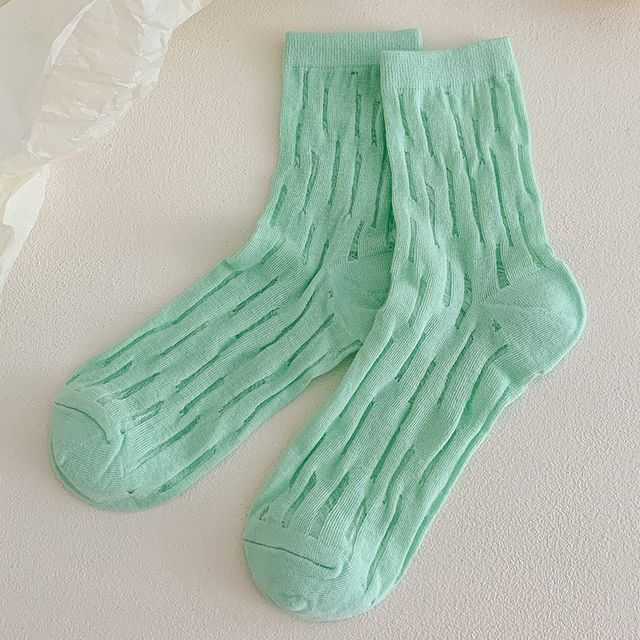 Plain Mesh Panel Socks Set