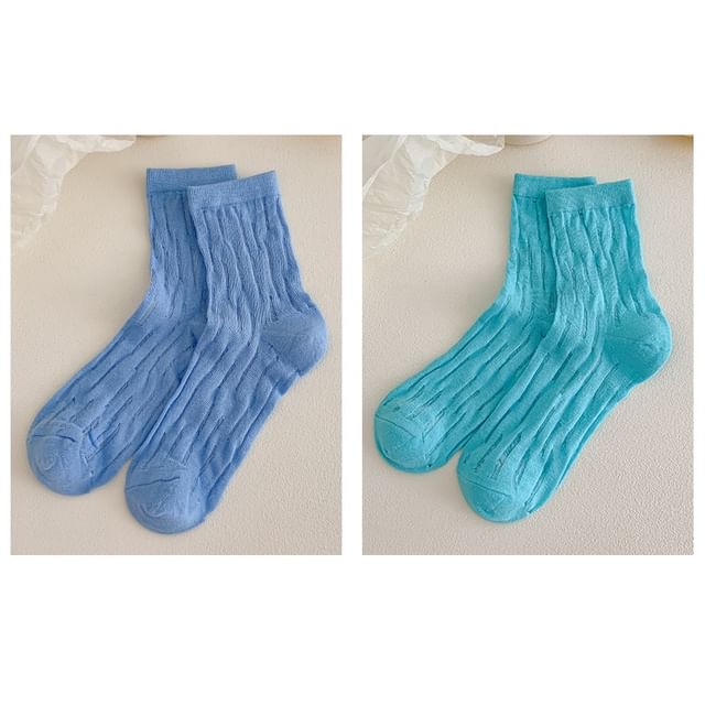 Plain Mesh Panel Socks Set