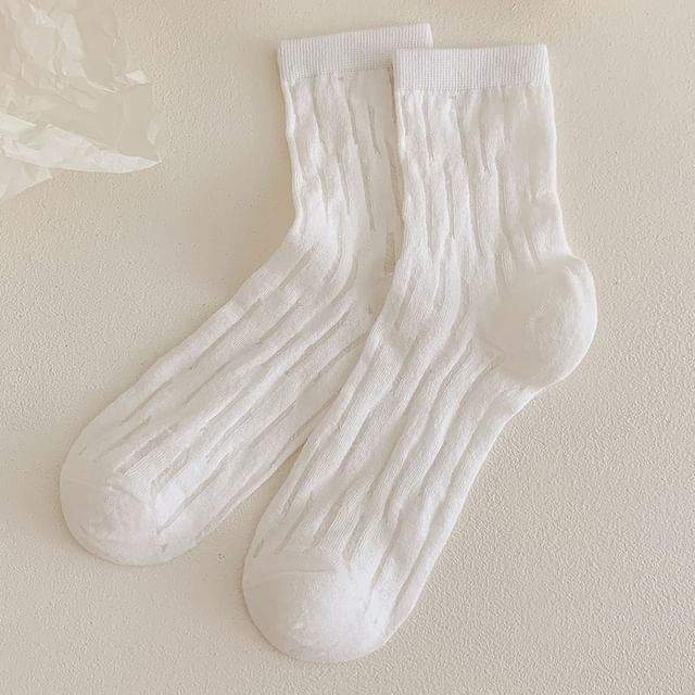 Plain Mesh Panel Socks Set