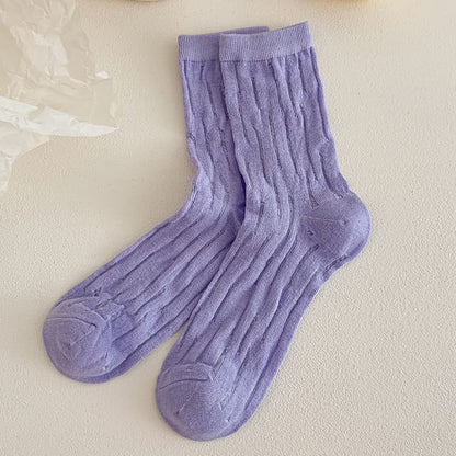 Plain Mesh Panel Socks Set