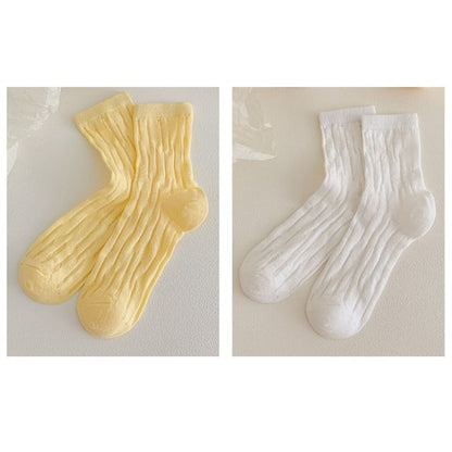 Plain Mesh Panel Socks Set