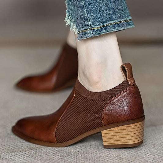 Pointed Chunky Heel Ankle Boots