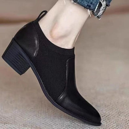 Pointed Chunky Heel Ankle Boots
