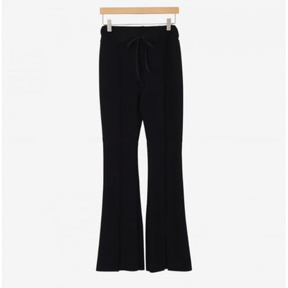 High Rise Plain Slim-Fit Boot-Cut Slit Pants