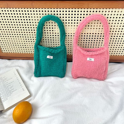 Plain Label Applique Knit Shoulder Bag