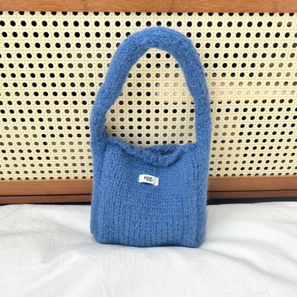 Plain Label Applique Knit Shoulder Bag