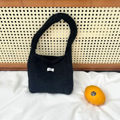 Plain Label Applique Knit Shoulder Bag