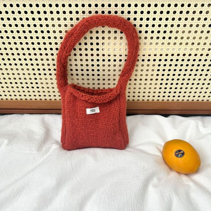 Plain Label Applique Knit Shoulder Bag