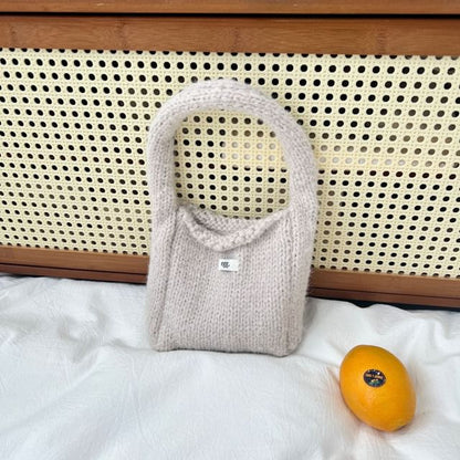 Plain Label Applique Knit Shoulder Bag