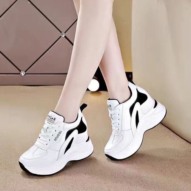 Platform Panel Hidden Wedge Sneakers