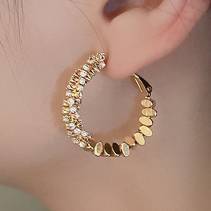 Rhinestone Alloy Hoop Earring