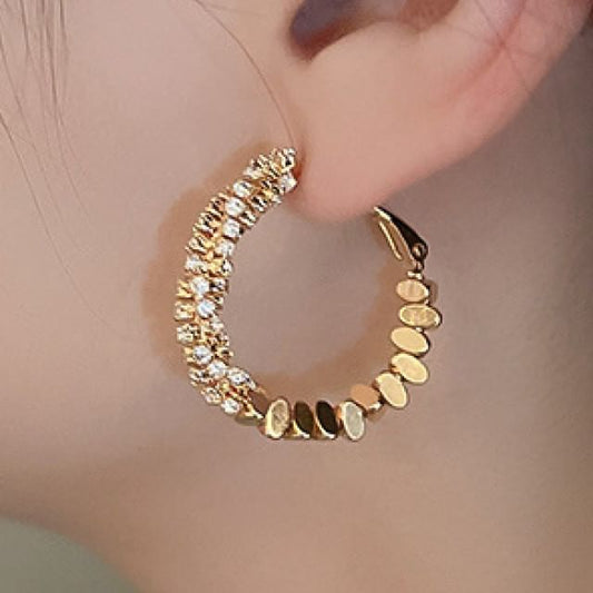 Rhinestone Alloy Hoop Earring