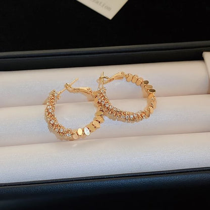 Rhinestone Alloy Hoop Earring