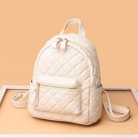 Faux Leather Quilted Backpack