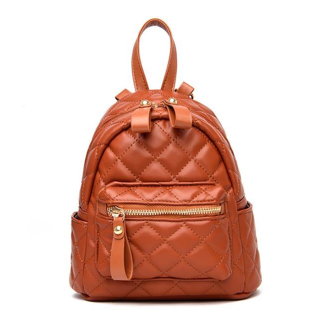 Faux Leather Quilted Backpack