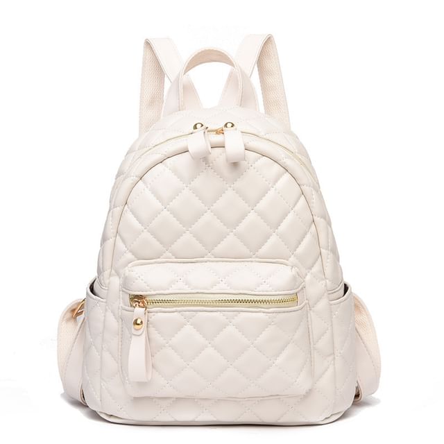 Faux Leather Quilted Backpack
