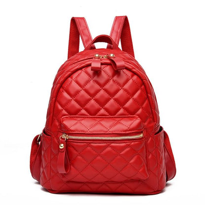 Faux Leather Quilted Backpack