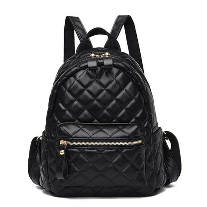 Faux Leather Quilted Backpack