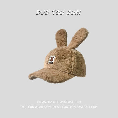 Applique Rabbit Ear Chenille Baseball Cap