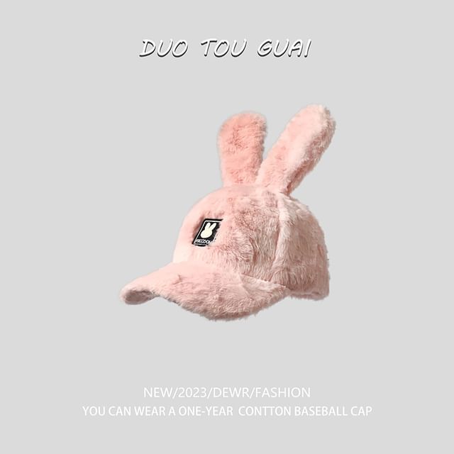 Applique Rabbit Ear Chenille Baseball Cap