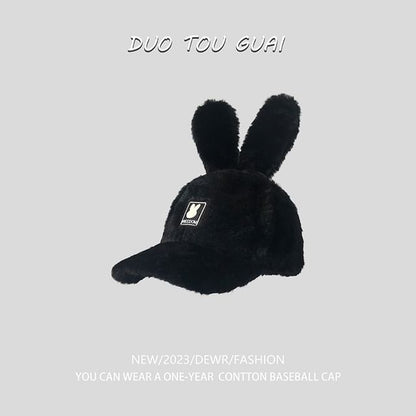Applique Rabbit Ear Chenille Baseball Cap