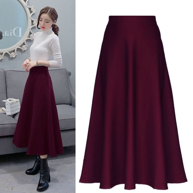 Classic High-Rise Midi A-Line Skirt