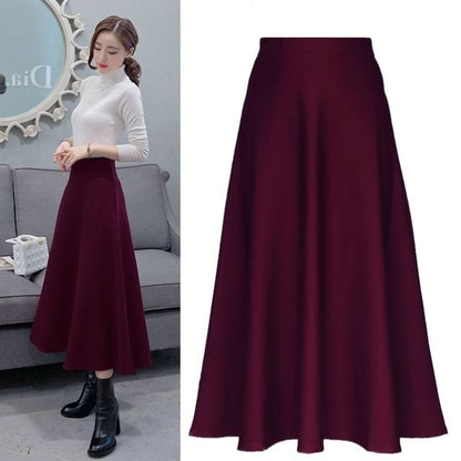 Classic High-Rise Midi A-Line Skirt