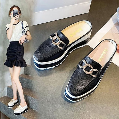 Chain Mules Detail Loafer Platform