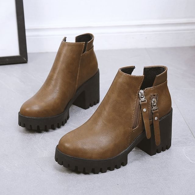 Chunky Boots Platform Ankle Heel
