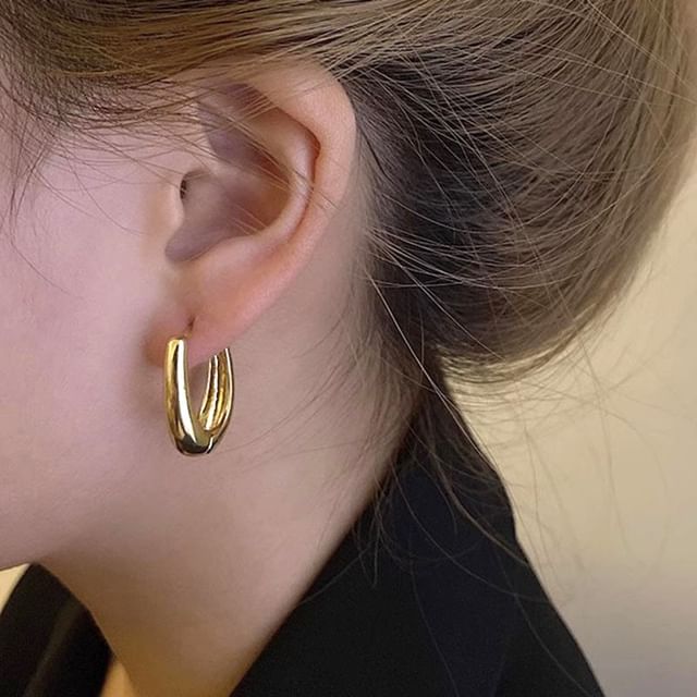 Polished Alloy Hoop Earring