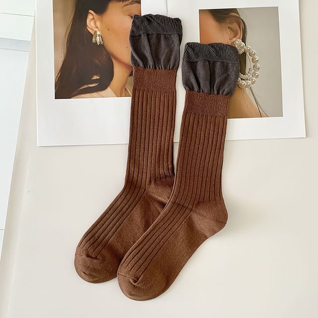 Two Tone Ribbed Socks / Set