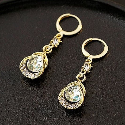 Faux Cat Eye Stone Rhinestone Alloy Dangle Earring