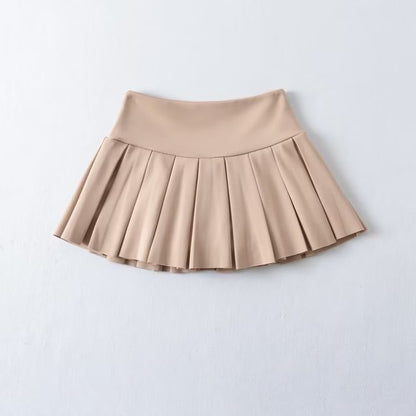 Casual Low-Waist Mini Pleated Skirt