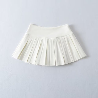 Casual Low-Waist Mini Pleated Skirt