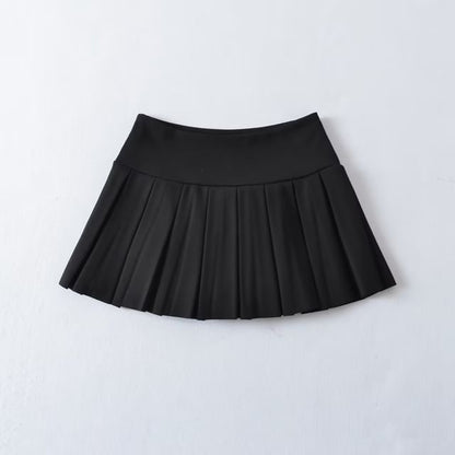Casual Low-Waist Mini Pleated Skirt