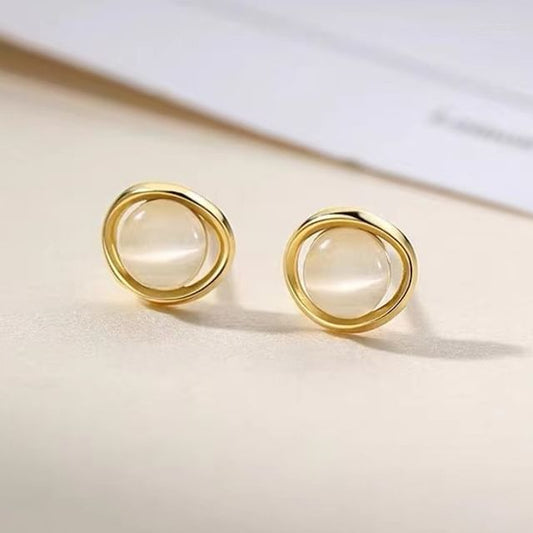 Faux Cat's Eye Stone Stud Earring