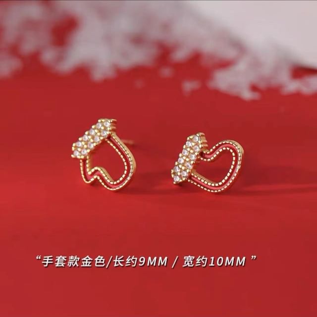 Christmas Rhinestone Asymmetrical Stud Earring