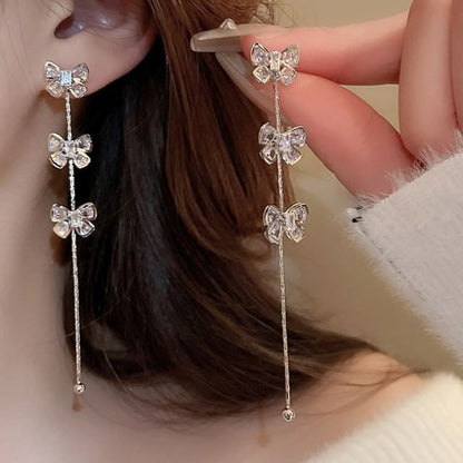 Bow Rhinestone Drop Earring