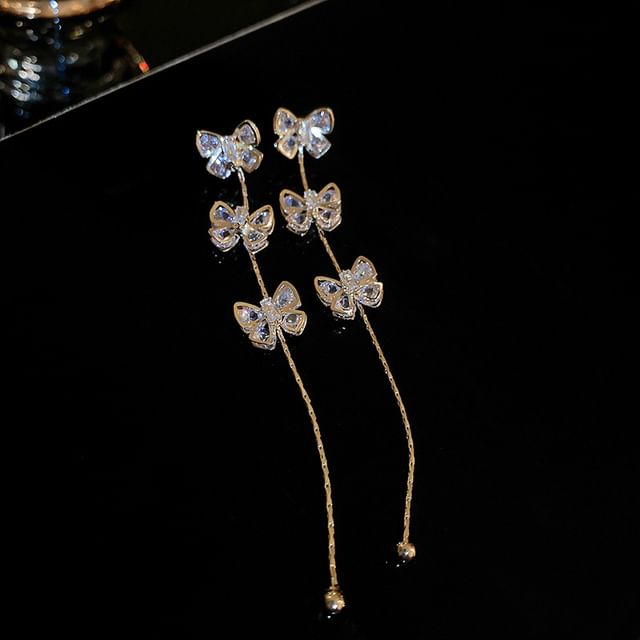 Bow Rhinestone Drop Earring