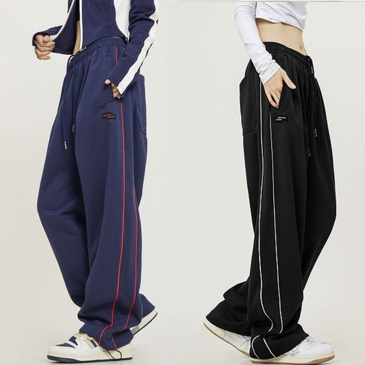 Low Rise Striped Loose-Fit Wide-Leg Sweatpants