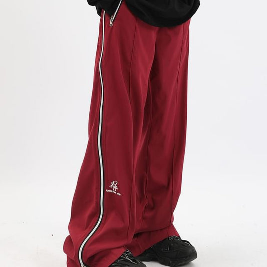 Low Waist Striped Zip-Up  Loose-Fit Wide-Leg Sweatpants