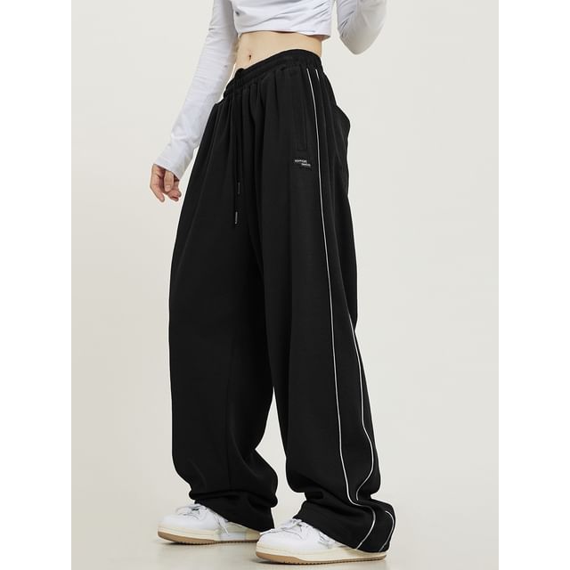 Low Rise Striped Loose-Fit Wide-Leg Sweatpants