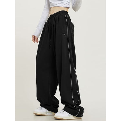 Low Rise Striped Loose-Fit Wide-Leg Sweatpants