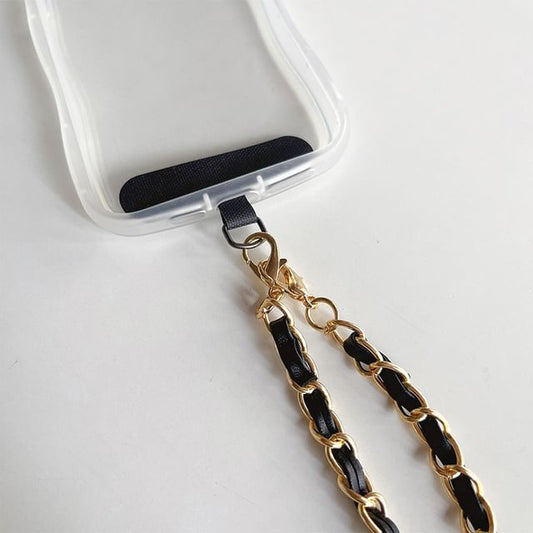 Faux Leather Alloy Phone Lanyard