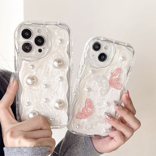 Butterfly Faux Pearl Phone Case
