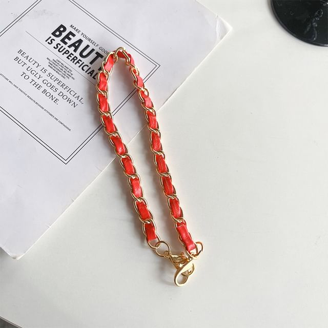 Faux Leather Alloy Phone Lanyard