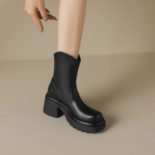 Platform Faux Leather Short Boots